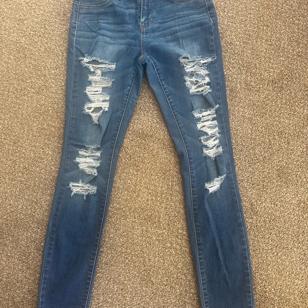 PacSun Blue Skinny Jeans with Distressed Details Jegging size “25”